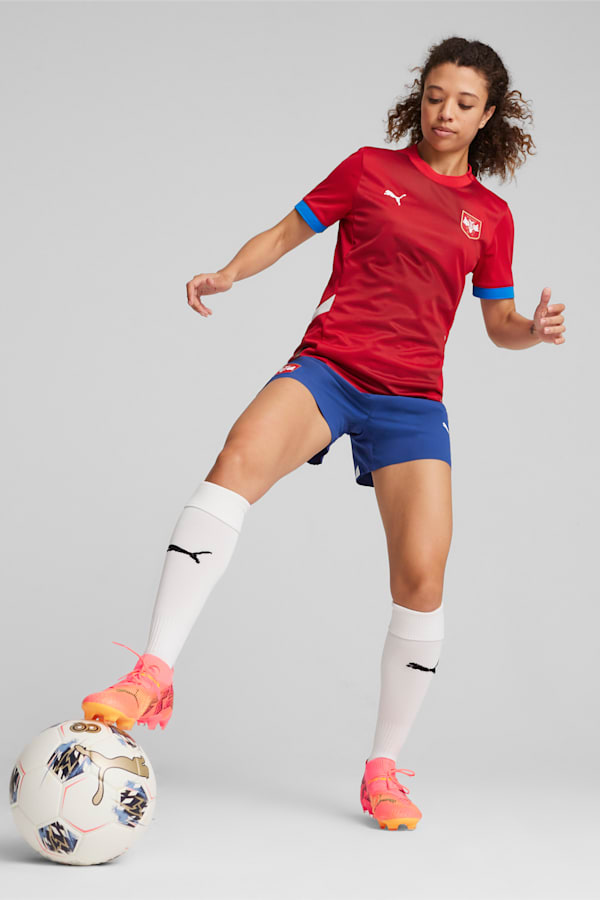 Serbia Football 2024 Women's Home Jersey, Dark Cherry-PUMA Team Royal, extralarge