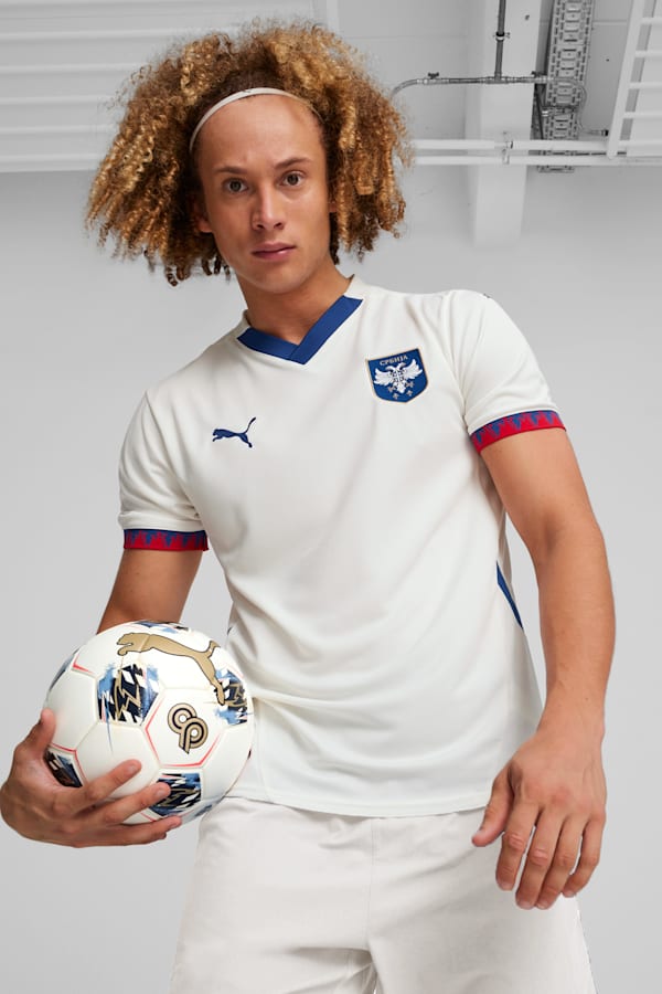 Serbia Football 2024 Men's Away Jersey, Warm White-Clyde Royal, extralarge