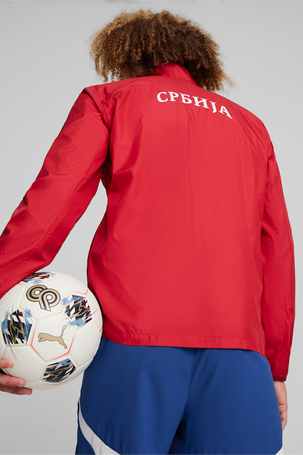 Serbia Men's Pre-match Woven Football Jacket, Dark Cherry-Intense Red, extralarge