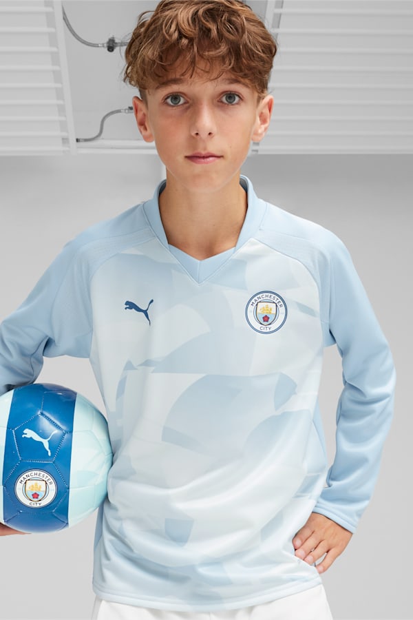 Manchester City Youth Pre-match Sweatshirt, Silver Sky-Lake Blue, extralarge-GBR