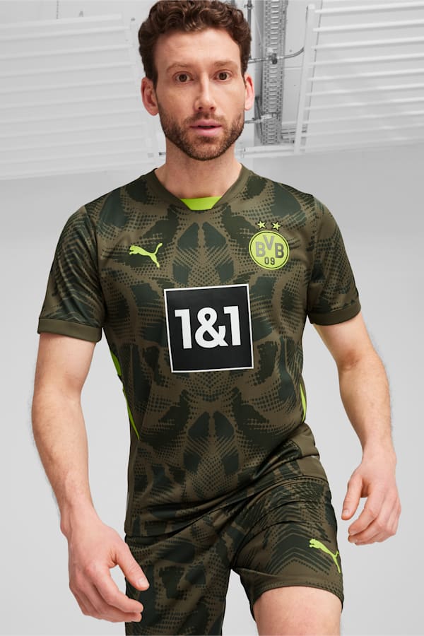 Borussia Dortmund 24/25 Goalkeeper Short Sleeve Jersey Men, Olive Drab-Myrtle, extralarge