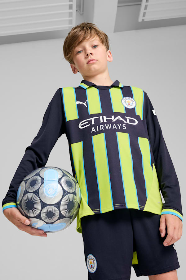 Manchester City 24/25 Away Long Sleeve Jersey Youth, New Navy-Yellow Glow, extralarge-GBR