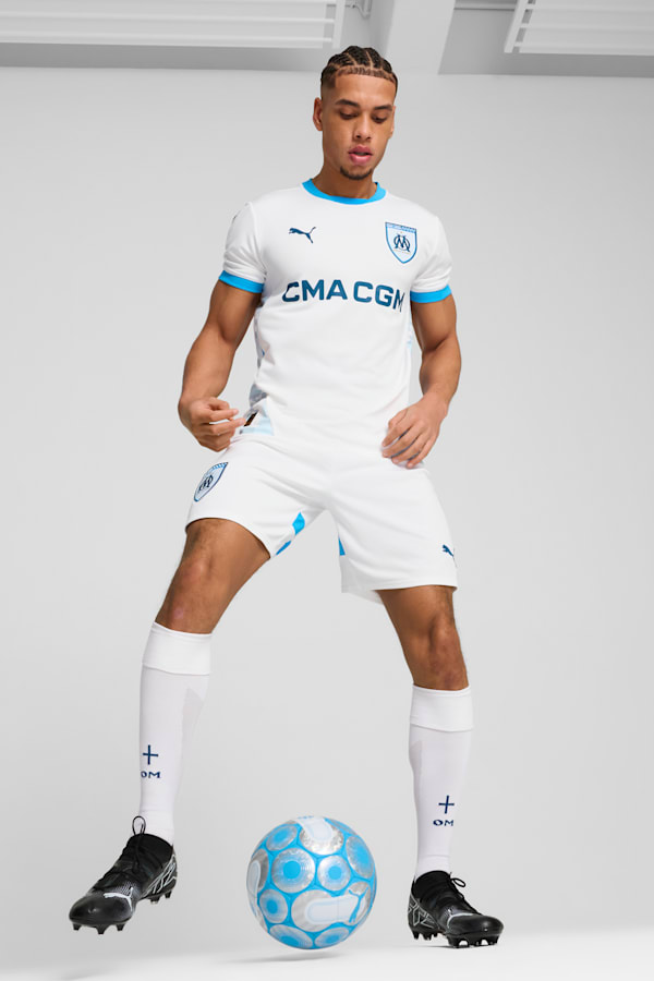 Olympique de Marseille 24/25 Home Jersey Men, PUMA White-Bleu Azur, extralarge