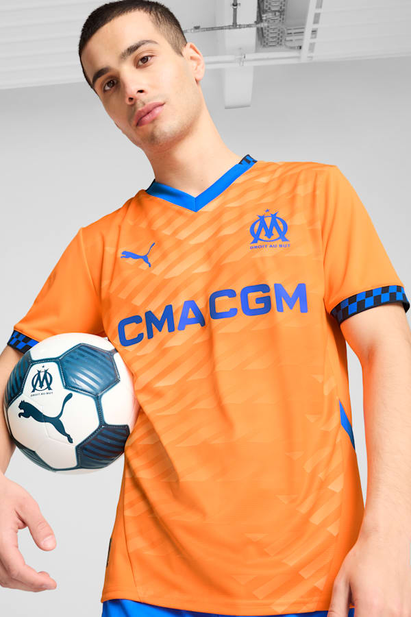 Olympique de Marseille 24/25 Third Jersey Men, Fluro Orange Pes-Cayenne Pepper-Racing Blue, extralarge