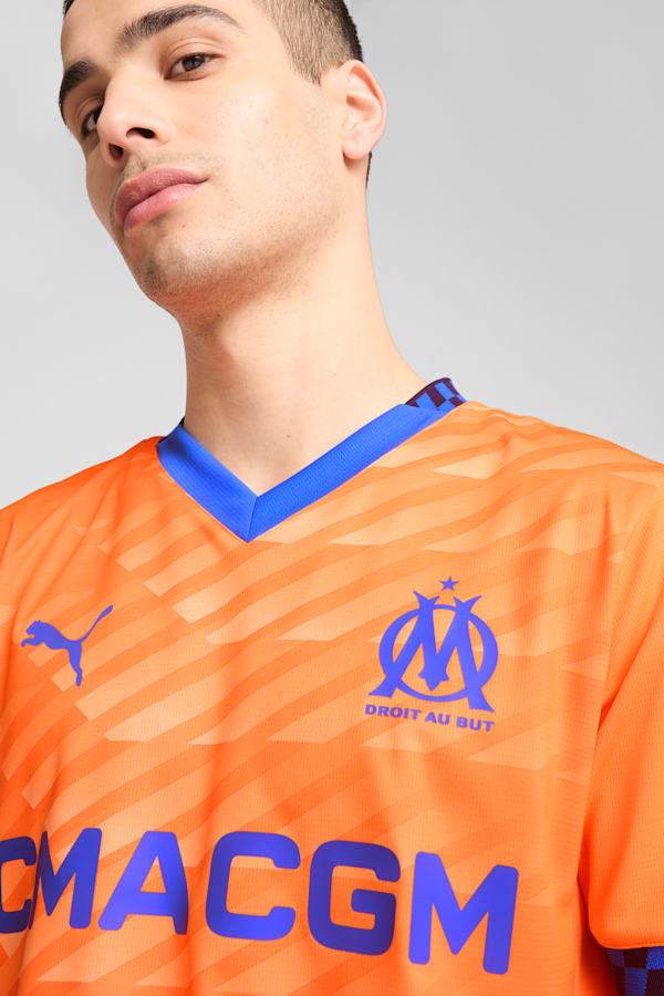 Olympique de Marseille 24/25 Third Jersey Men, Fluro Orange Pes-Cayenne Pepper-Racing Blue, extralarge