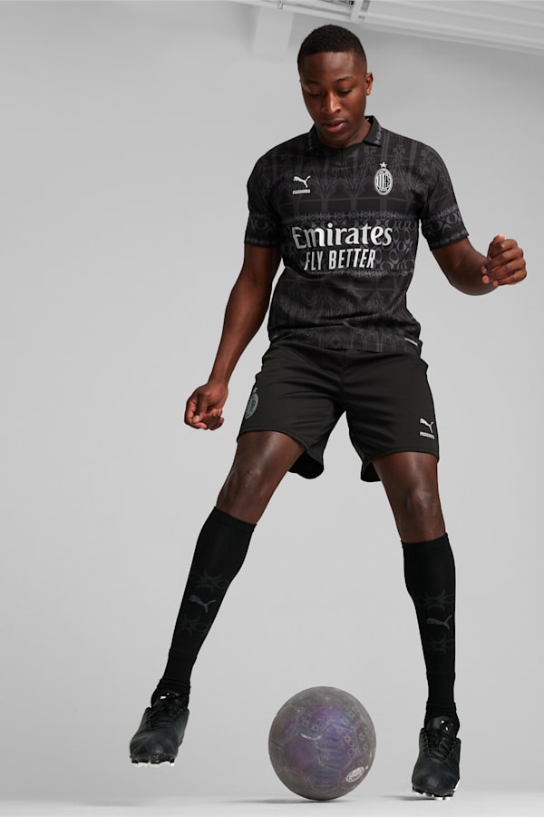 AC MILAN x PLEASURES Men's Authentic Football Jersey, PUMA Black-Asphalt, extralarge