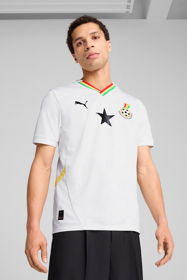 Ghana 2025 Home Jersey Men, PUMA White-Pelé Yellow, extralarge