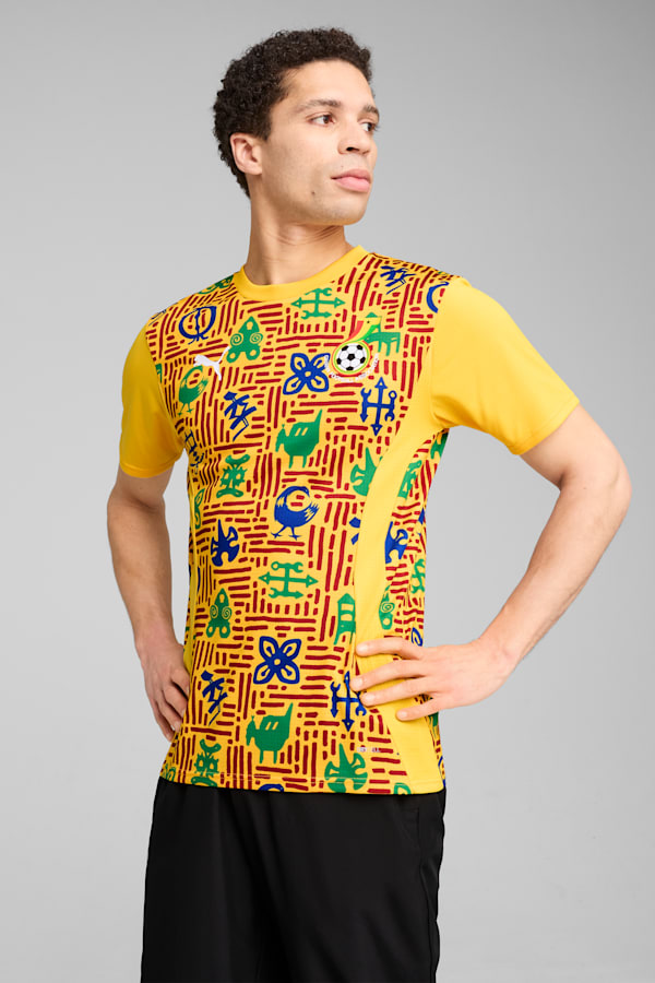 Ghana Pre-match Jersey Men, Yellow Sizzle-Intense Red, extralarge