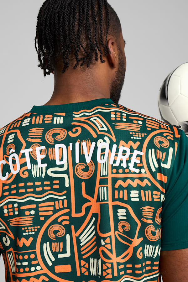 Ivory Coast 2025 Pre-match Jersey Men, Dark Myrtle-Rickie Orange, extralarge