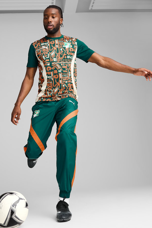 Ivory Coast 2025 Pre-match Jersey Men, Dark Myrtle-Rickie Orange, extralarge