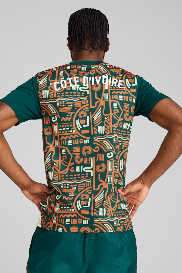 Ivory Coast 2025 Pre-match Jersey Men, Dark Myrtle-Rickie Orange, extralarge