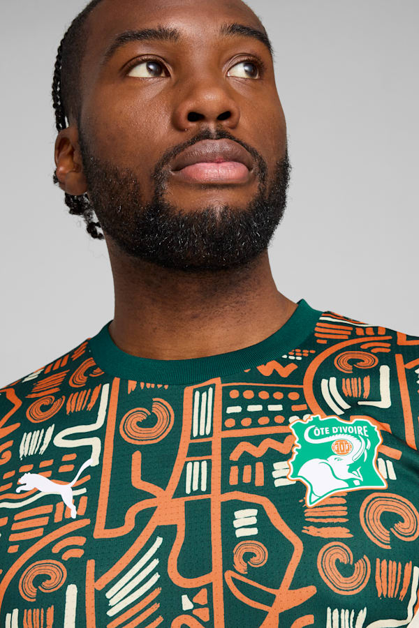 Ivory Coast 2025 Pre-match Jersey Men, Dark Myrtle-Rickie Orange, extralarge