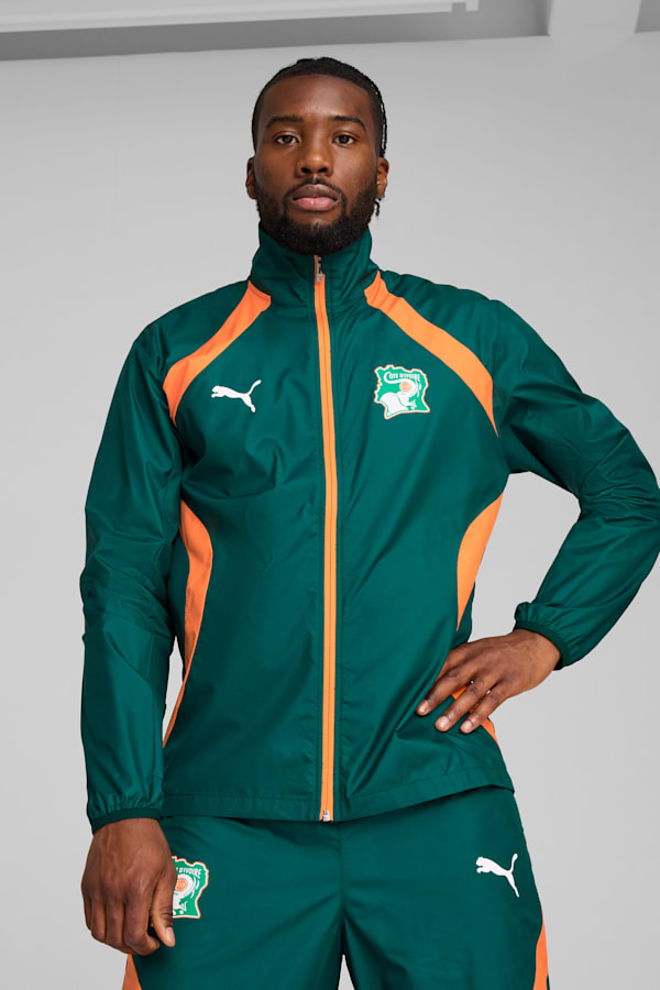 Ivory Coast 2025 Pre-match Woven Jacket Men, Dark Myrtle-Rickie Orange, extralarge