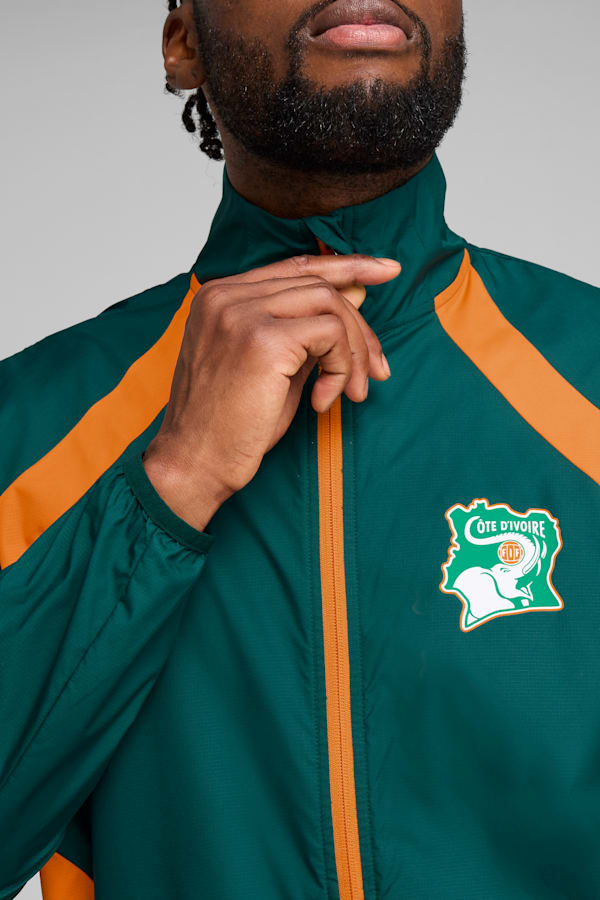 Ivory Coast 2025 Pre-match Woven Jacket Men, Dark Myrtle-Rickie Orange, extralarge