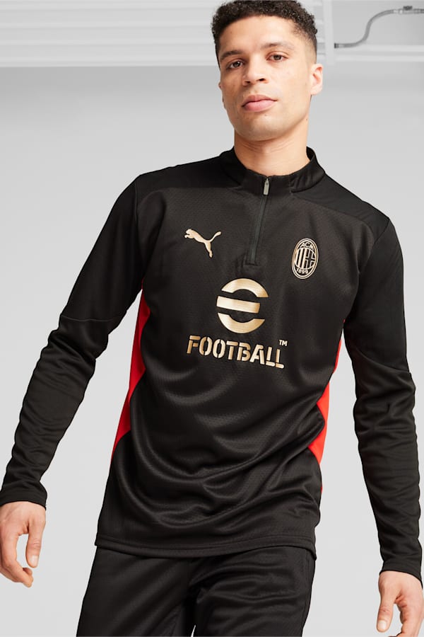 AC Milan Training Quarter-Zip Top Men, PUMA Black-For All Time Red, extralarge