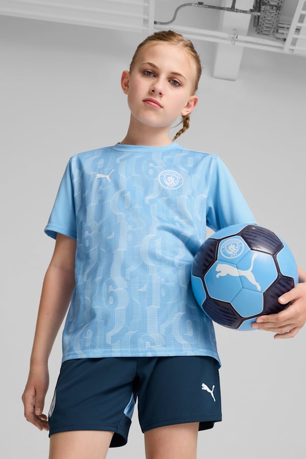 Manchester City Pre-match Short Sleeve Jersey Youth, Team Light Blue-PUMA White, extralarge