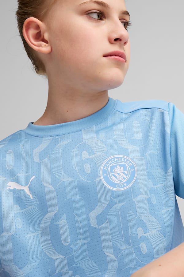 Manchester City Pre-match Short Sleeve Jersey Youth, Team Light Blue-PUMA White, extralarge