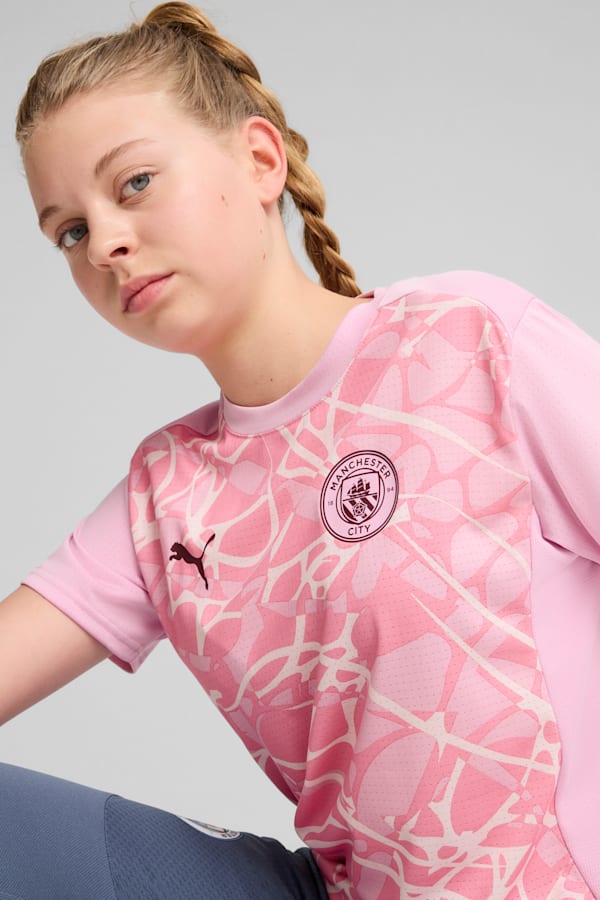 Manchester City Pre-match Short Sleeve Jersey Youth, Pink Icing-Whisp Of Pink, extralarge