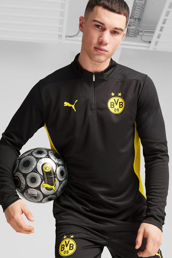 Borussia Dortmund Quarter-Zip Training Top Men, PUMA Black-Faster Yellow, extralarge