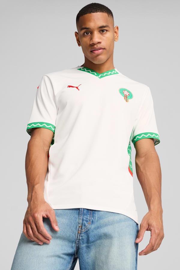 Morocco 2025 Away Jersey Men, PUMA White-Fast Green-PUMA Red, extralarge