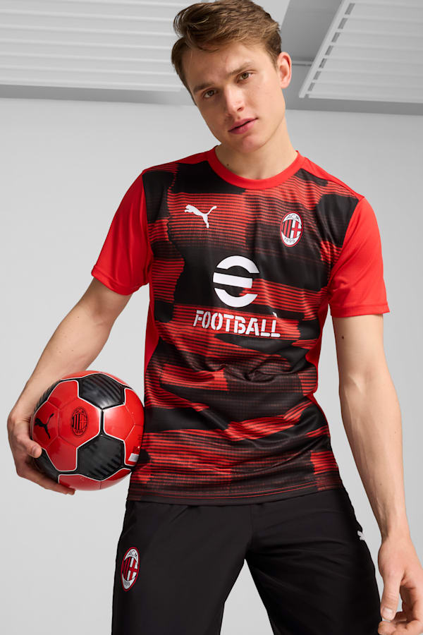 AC Milan Pre-match Short Sleeve Jersey Men, For All Time Red-PUMA Black, extralarge