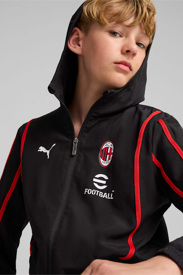 AC Milan Pre-match Woven Jacket Youth, PUMA Black-For All Time Red, extralarge