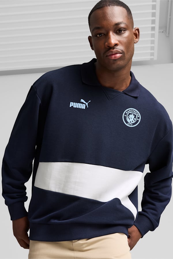 Manchester City ftblCULTURE+ Sweat Drill Top Men, Club Navy-Silver Mist, extralarge