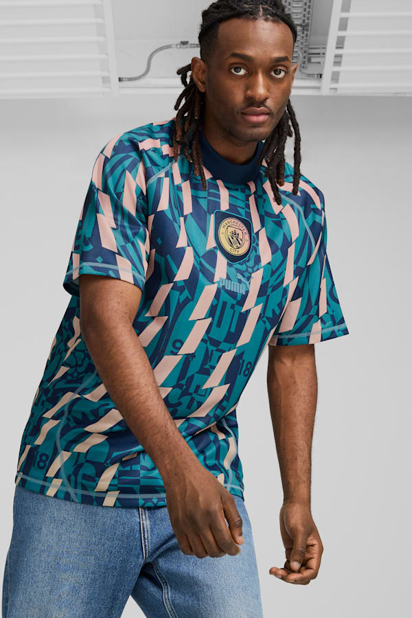 Manchester City ftblSTATEMENT Retro Jersey Men, Marine Blue-Turquoise Surf, extralarge
