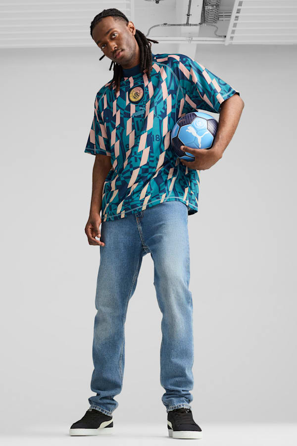 Manchester City ftblSTATEMENT Retro Jersey Men, Marine Blue-Turquoise Surf, extralarge