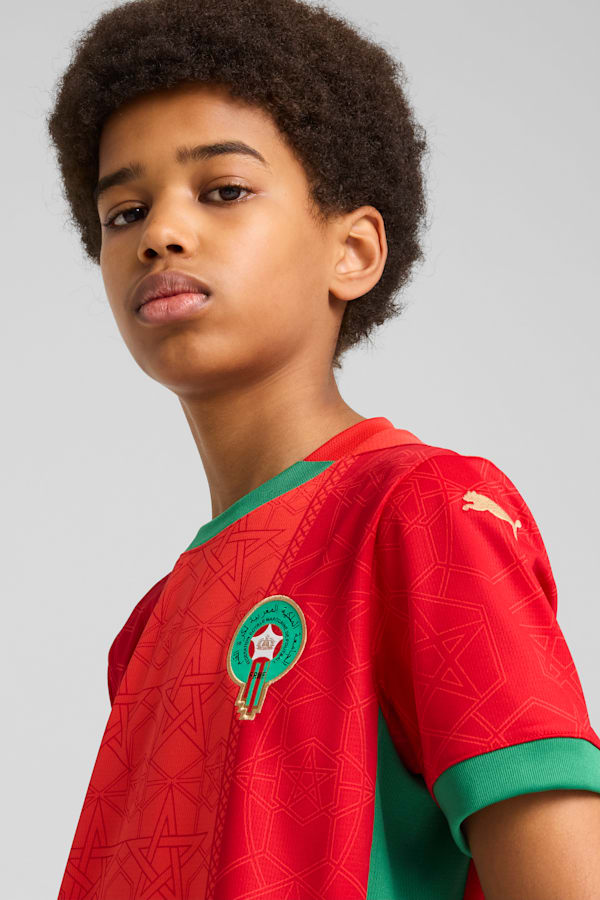 Morocco 2025 Home Jersey Youth, PUMA Red-Archive Green, extralarge
