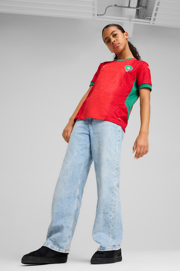 Morocco 2025 Home Jersey Youth, PUMA Red-Archive Green, extralarge