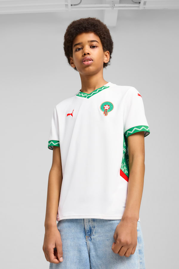 Morocco 2025 Away Jersey Youth, PUMA White-Fast Green-PUMA Red, extralarge