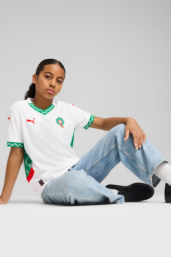 Morocco 2025 Away Jersey Youth, PUMA White-Fast Green-PUMA Red, extralarge