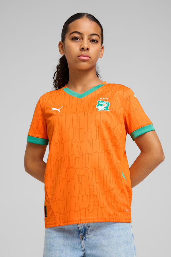 Ivory Coast 2025 Home Jersey Youth, Rickie Orange-Jade Frost, extralarge