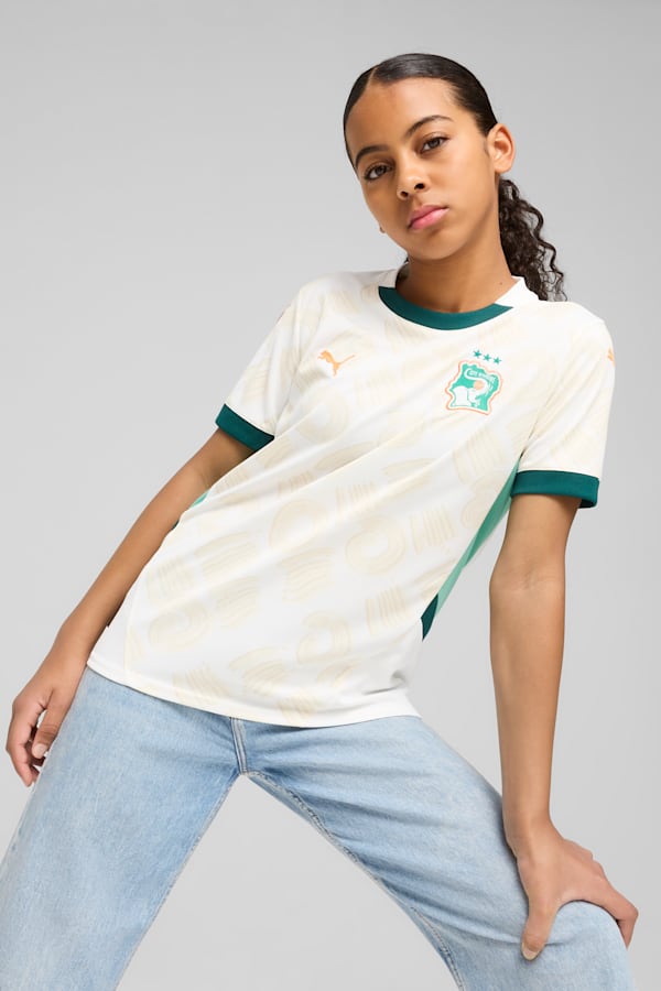 Ivory Coast 2025 Away Jersey Youth, PUMA White-Dark Myrtle, extralarge