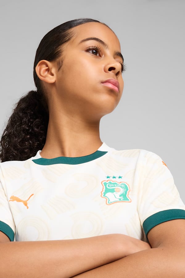 Ivory Coast 2025 Away Jersey Youth, PUMA White-Dark Myrtle, extralarge