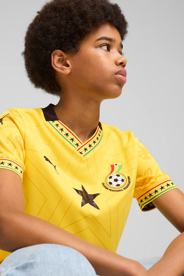 Ghana 2025 Away Jersey Youth, Pelé Yellow-PUMA Black, extralarge