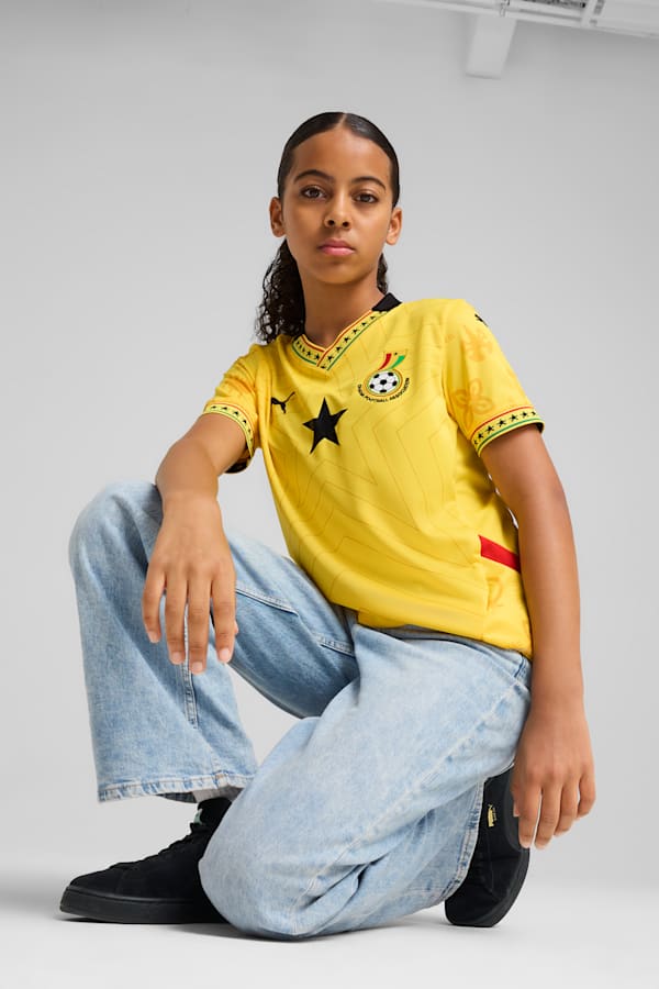 Ghana 2025 Away Jersey Youth, Pelé Yellow-PUMA Black, extralarge