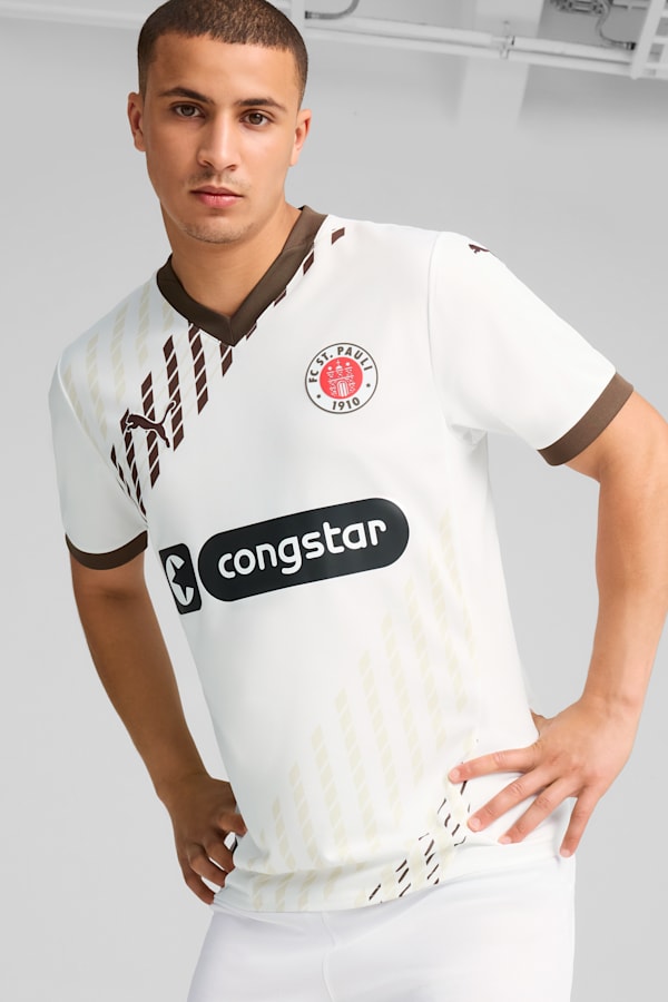 FC St. Pauli 24/25 Away Jersey Men, PUMA White-Espresso Brown, extralarge