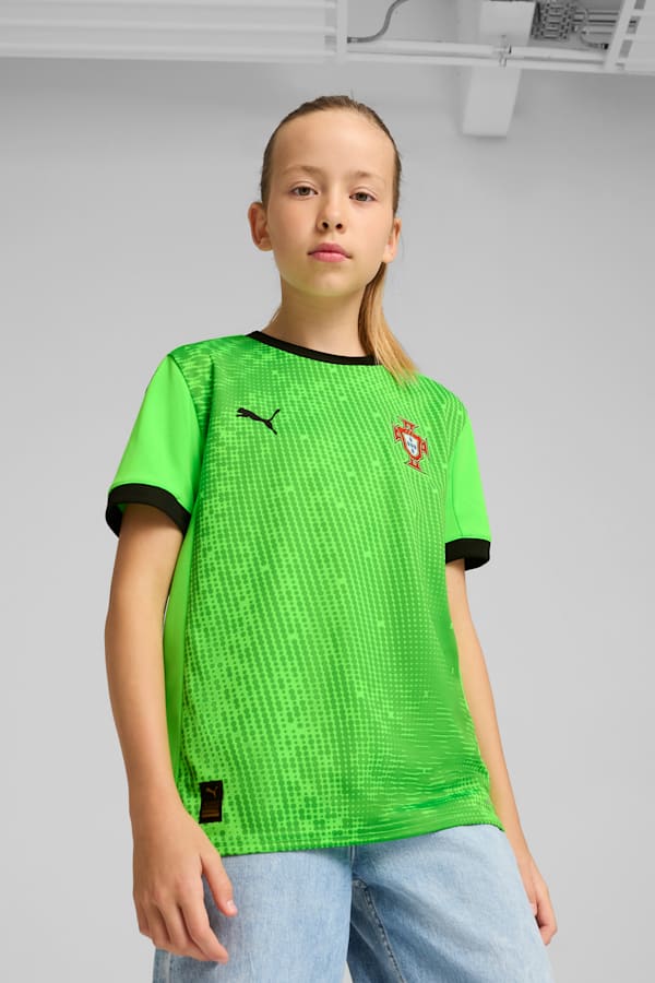 Portugal 2025 Short Sleeves Goalkeeper Jersey Youth, Fluro Green Pes-PUMA Black, extralarge-GBR