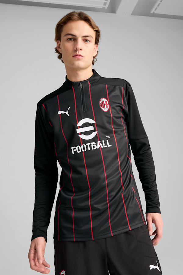 AC Milan Pre-match 1/4 Zip Top Men, PUMA Black-For All Time Red, extralarge