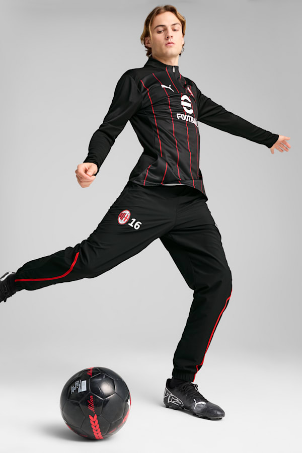 AC Milan Pre-match 1/4 Zip Top Men, PUMA Black-For All Time Red, extralarge