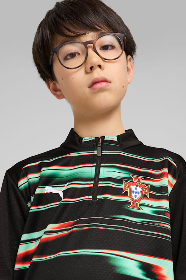 Portugal Pre-match Quarter-Zip Top Youth, PUMA Black-PUMA White, extralarge