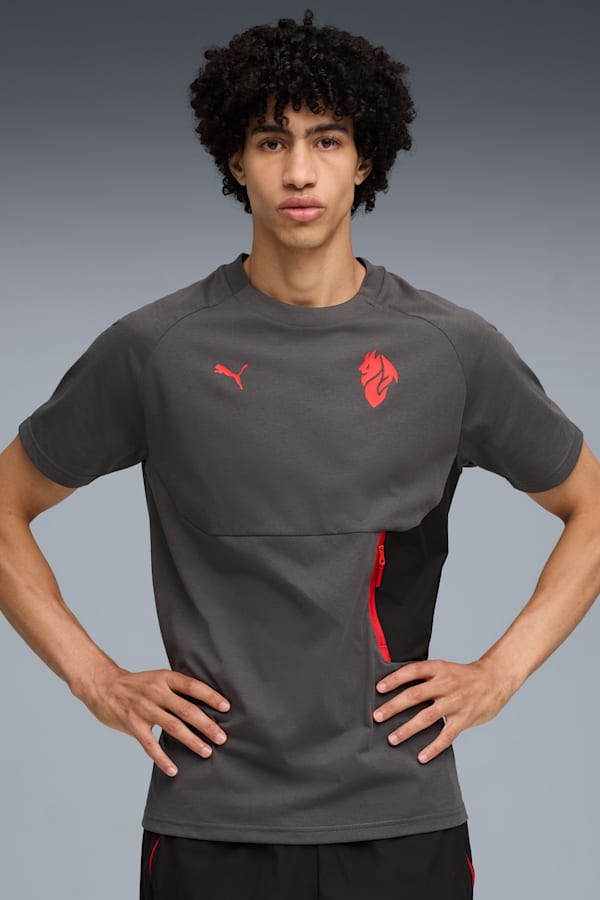 AC Milan PUMATECH Pocket Tee Men, Shadow Gray-For All Time Red, extralarge-GBR