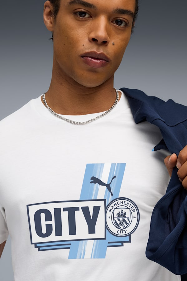 Manchester City FtblCulture Tee Men, PUMA White-Team Light Blue, extralarge-GBR