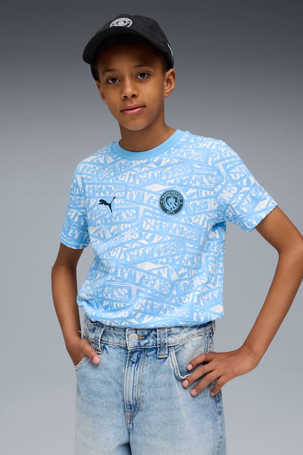 Manchester City FtblCulture All-Over Print Tee Youth, Team Light Blue-PUMA White, extralarge-GBR