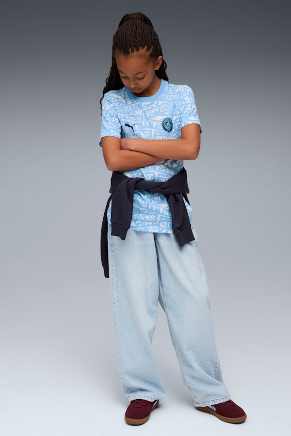 Manchester City FtblCulture All-Over Print Tee Youth, Team Light Blue-PUMA White, extralarge-GBR