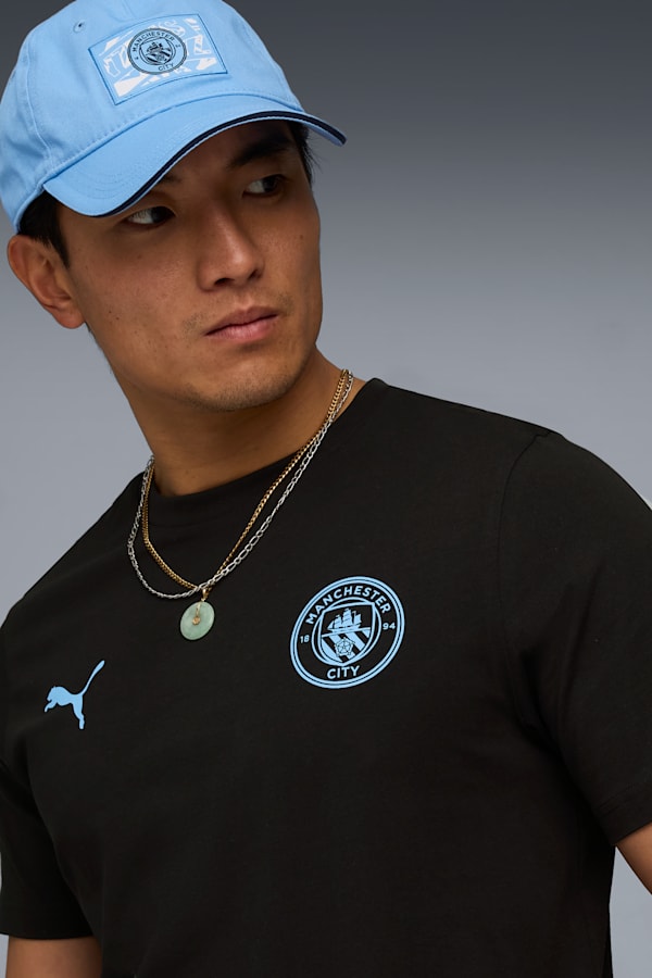 Manchester City FtblEssentials Tee Men, PUMA Black-Team Light Blue, extralarge-GBR
