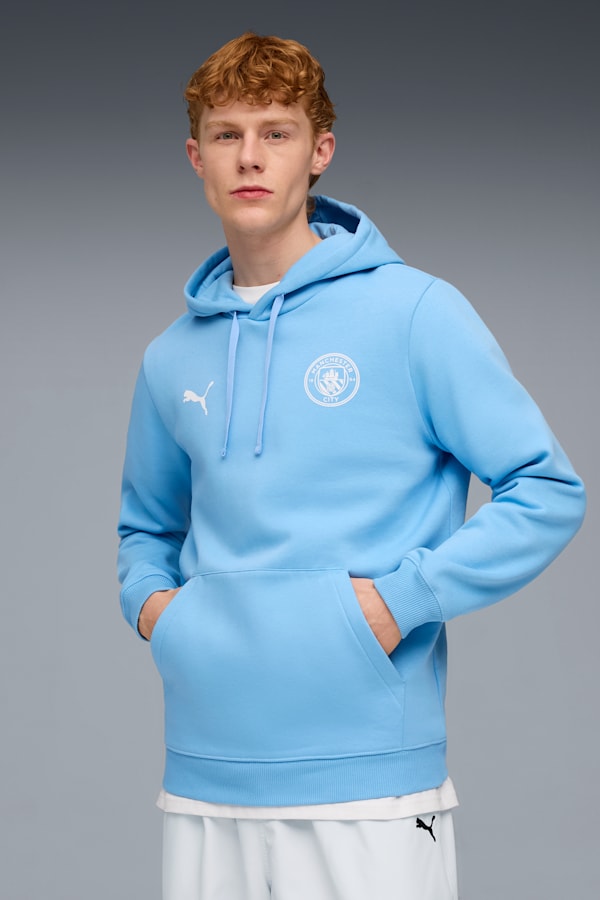 Manchester City FtblEssentials Hoodie Men, Team Light Blue-PUMA White, extralarge-GBR