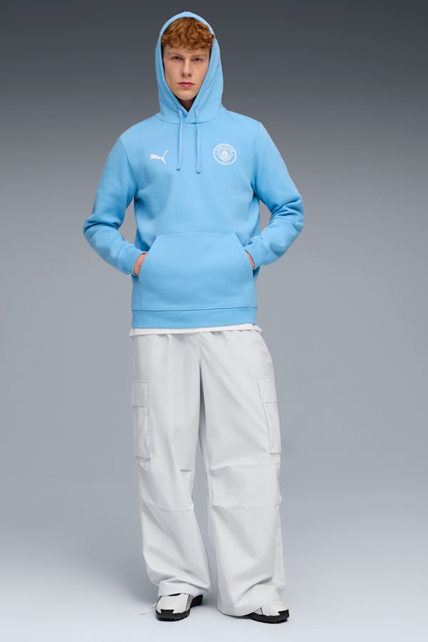 Manchester City FtblEssentials Hoodie Men, Team Light Blue-PUMA White, extralarge-GBR